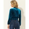 INSPIRE CHIC Women's Velvet Stand Collar Long Sleeve Crop Zip-Up Jacket - image 4 of 4