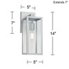 John Timberland 14" High Modern Cottage Outdoor Wall Light Fixture Mount Porch House Exterior Set of 2 Edison Bulb Silver Metal Clear Glass Shade - 4 of 4