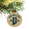 Indiana State University Sycamores Mini Small Tiny Wood Christmas Tree Holiday Ornament - 3 of 4