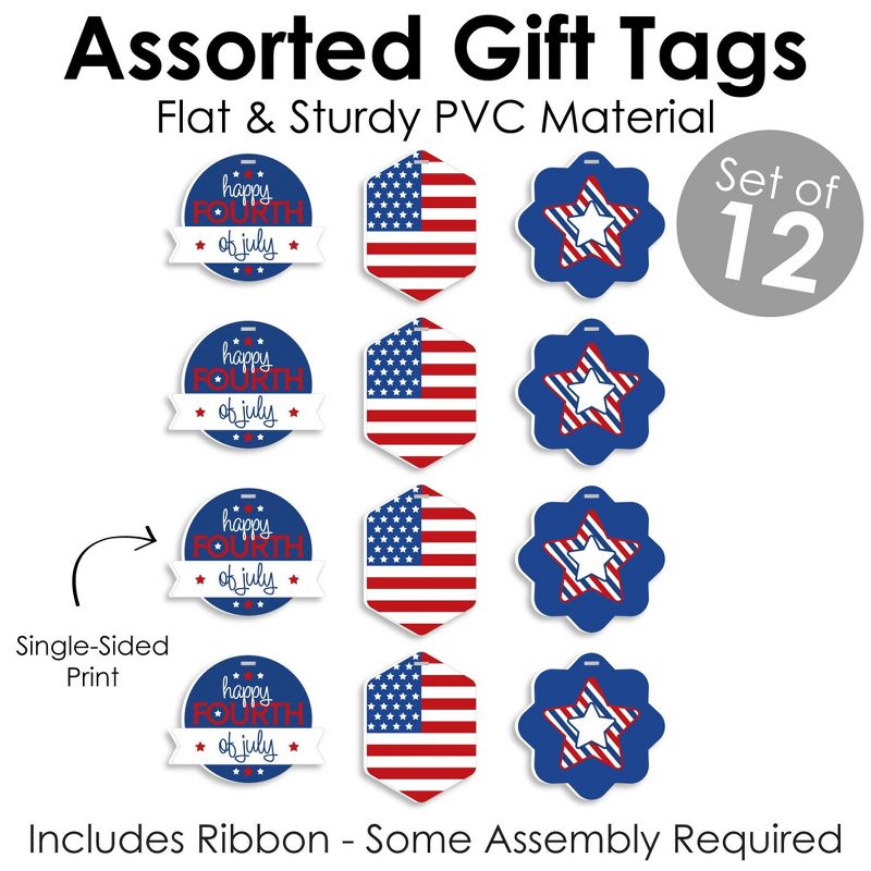 Big Dot of Happiness 4th of July - Assorted Hanging Independence Day Favor Tags - Gift Tag Toppers - Set of 12, 4 of 9