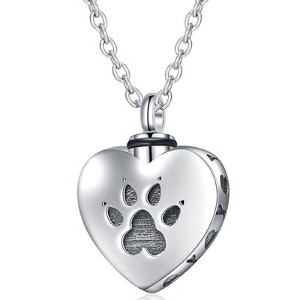 Maya's Grace Paw Print Heart Urn Necklace Dog Memorial Jewelry - 1 of 4