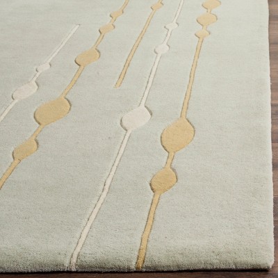 Light Green Wool and Viscose Tufted Handmade Rug, 3'6" x 5'6"