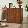 APRILSOUL Walnut Modern 3 Drawers Curved wave Design, Nightstand, Wood Drawer Organizer for Bedroom, Living Room, Hallway - 2 of 4