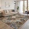 Washable Non Slip Floral Print Vintage Area Rugs for Living Room Bedroom, Soft Low Pile Dining Room Carpet for Home Office - 4 of 4