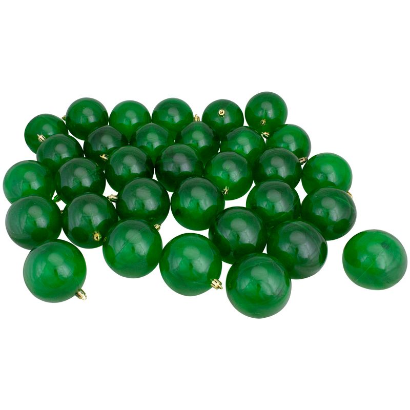 Northlight 32ct Transparent Green Shatterproof Christmas Ball Ornaments 3.25"(80mm), 1 of 4