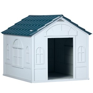 Plastic Dog House for Medium and Small Dogs, Water Resistant Puppy Shelter Indoor Outdoor with Door, Easy to Assemble - 1 of 4