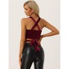 Allegra K Women's Party Velvet Sleeveless Spaghetti Strap Crop Cami Tank Top - 3 of 4