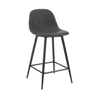 Weston Distressed Black Faux Leather Counter Height Barstools, Set of 2