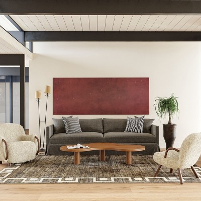 Olvera Beige Geometric Bordered Synthetic Rectangular Rug, 8' x 10'