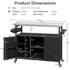 Lycvki Wood Outdoor Rolling Bar Cart with Stainless Steel Top for BBQ - 2 of 4