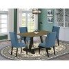 HomeStock 5-Piece Distressed Jacobean Finish Solid Wood Top Dining table with 4 Chairs - 2 of 4