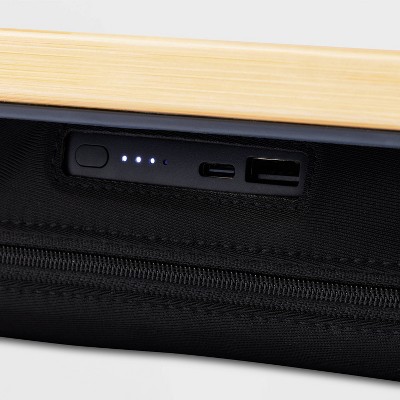 Bamboo Lap Desk with Powerbank and Charging Cable Brown/Black - Threshold&#8482;