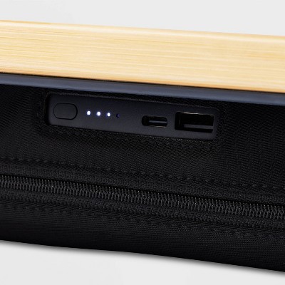 Bamboo Lap Desk with Powerbank and Charging Cable Brown/Black - Threshold&#8482;_0