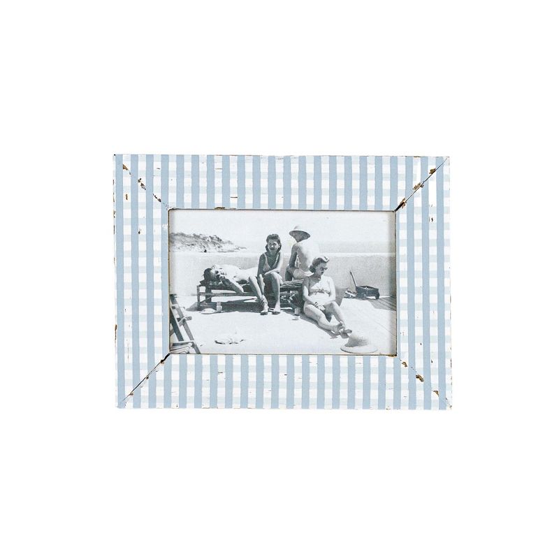 4x6 Inch Blue Plaid Picture Frame Wood, MDF & Glass by Foreside Home & Garden, 1 of 8