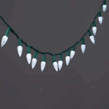 60ct LED C6 Faceted Christmas String Lights Cool White with Green Wire - Wondershop™