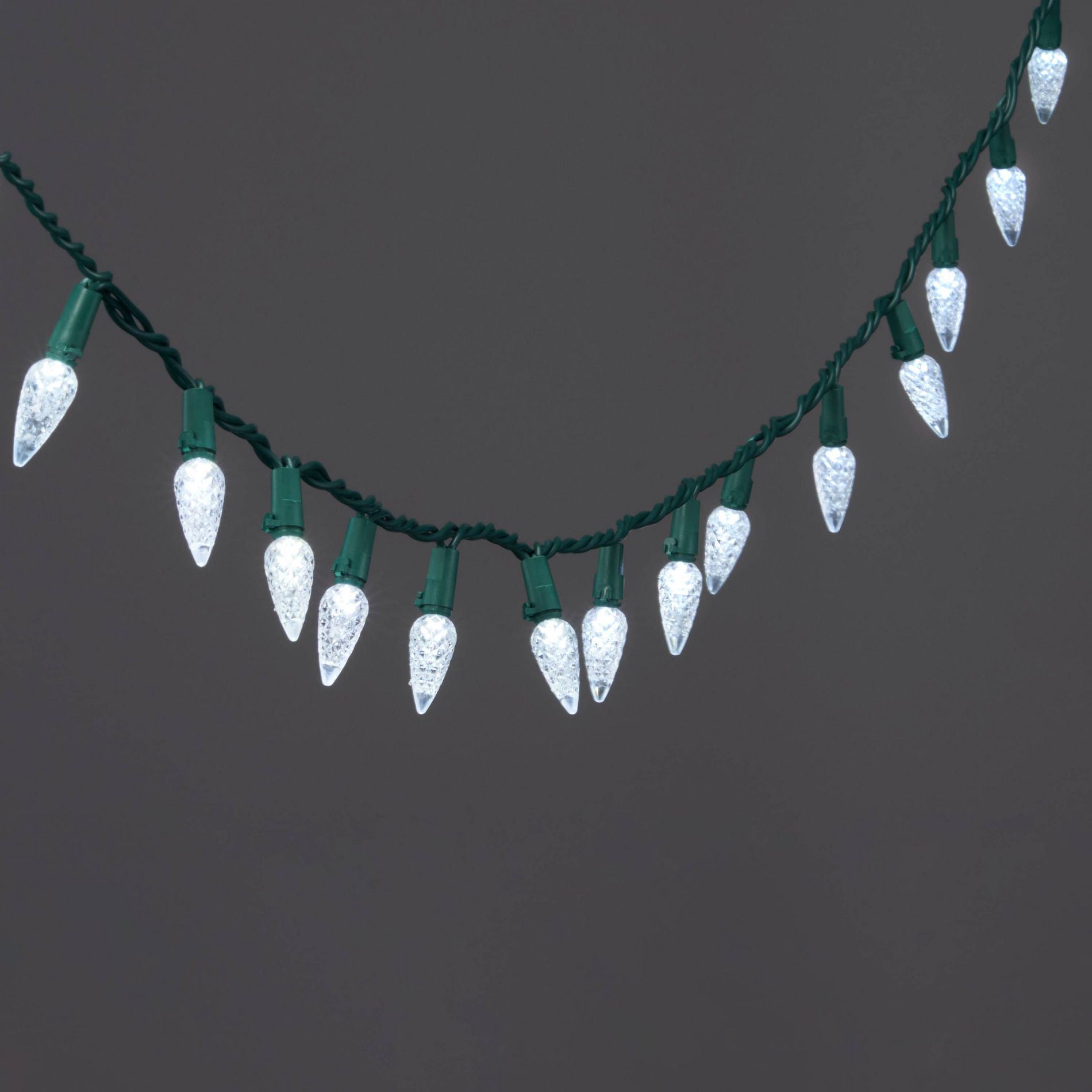 60ct LED C6 Faceted Christmas String Lights Cool White with Green Wire - Wondershop™: Indoor/Outdoor, UL Listed, Connectable