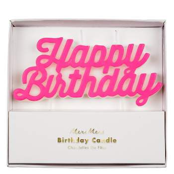 Meri Meri Pink Happy Birthday Candle (Pack of 1)