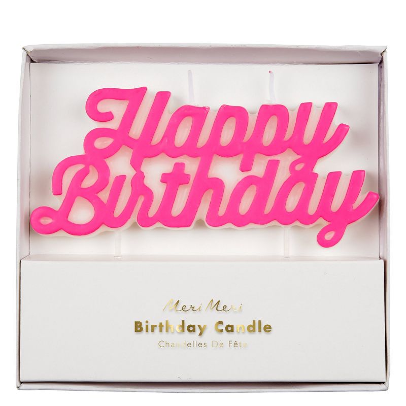 Meri Meri Pink Happy Birthday Candle (Pack of 1), 1 of 2