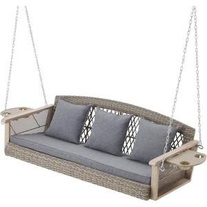EROMMY Patio Hanging Swing Bench Chair with Cushions - 1 of 4