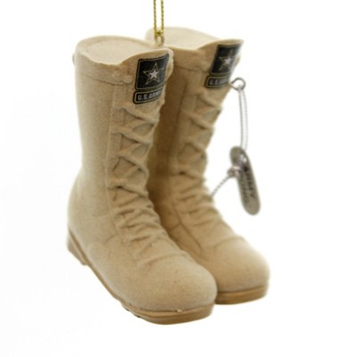 Holiday Ornament 2.75" Army Flocked Combat Boots Christmas United States  -  Tree Ornaments