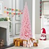 Tangkula 8 FT Christmas Tree Artificial Xmas Tree with 1000 Flocked Branch Tips & Folding Metal Stand Slim Pencil Decoration Tree - 4 of 4