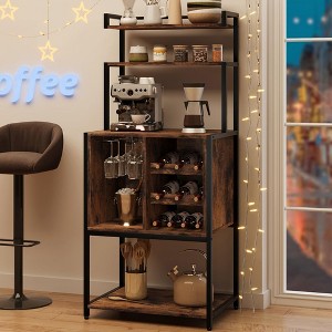 Wine Bar Rack Cabinet, Freestanding Wine Cabinet with Glass Rack - 1 of 4