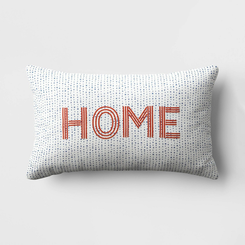 Oversize Embroidered 'Home' Lumbar Throw Pillow Off-White/Red - Threshold™