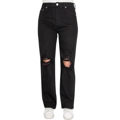 Almost Famous Womens Ripped Knee Wide Leg Jeans