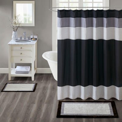 Black and Gray Cotton Tufted Bath Rug 27" x 45"