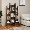 Okak Vintage Bookshelf, Freestanding Display Case with 12 Storage Shelves, Tall Bookcase for Living Room, Office, Bedroom, Deep Rustic Brown - 2 of 4
