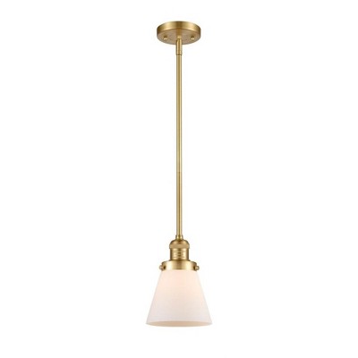 Cone - 1 Light Stem Hung Mini Pendant In Industrial Style-8 Inches Tall and 6 Inches Wide