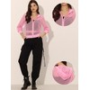 INSPIRE CHIC Women's Zip Up Long Sleeve Mesh Sheer Hoodie Bomber Jackets - 2 of 4