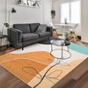Washable Modern Geometric Rug Non Slip Low Pile Rug Soft Contemporary Throw Floor Cover Foldable Indoor Carpet for Living Room Bedroom Playroom - 3 of 4
