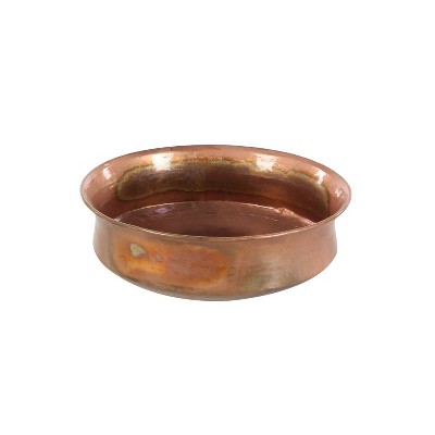 Set of 4 Rustic Copper Low Bowl Metal Planters