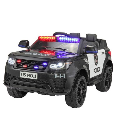 Sevobal Toy Vehicles Kid Ride on Police Car with Parental Remote Control, Music, Spring Suspension, Black, 43.3"*26.8"*20.5"