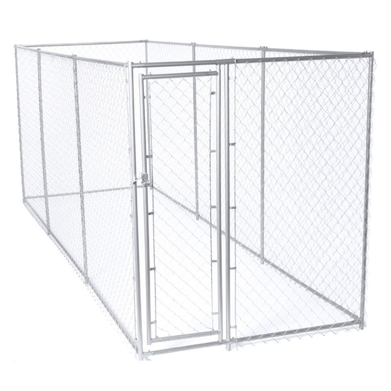 Lucky Dog Adjustable Heavy Duty Outdoor Galvanized Steel Chain Link Dog Kennel Enclosure with Latching Door, and Raised Legs, 4 of 7