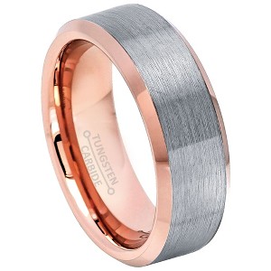 Jewelry Avalanche 2-tone Mens Tungsten Carbide Wedding Band Rose Gold Inner, Comfort-fit, 8mm - 1 of 2