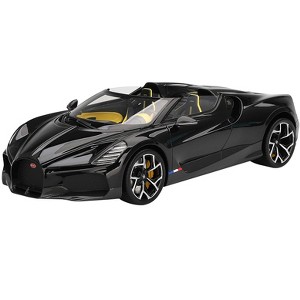 Bugatti W16 Mistral Black with Yellow Interior 1/18 Model Car by Top Speed - 1 of 4
