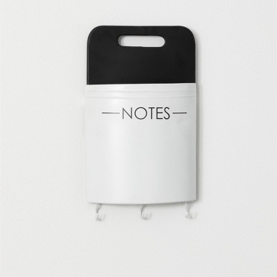 Sullivans Notes Wall Bin Organizer with Hooks 13"H White