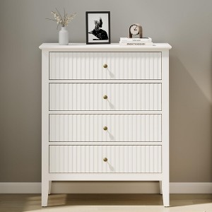 Heynemo Fluted 4 Drawer Dresser, Wood Dresser for Storage Clothes, Wooden Storage Cabinet Nightstand for Bedroom, Hallway, Living Room, Entryway - 1 of 4