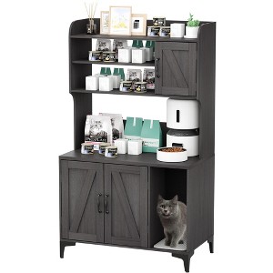 Cat Litter Box Cabinet, Hidden Litter Box Enclosure with Four-Layer Storage Rack - 1 of 4