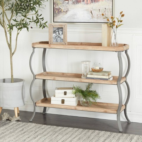 Rustic Metal Console Table With Shelves Brown - Olivia & May : Target