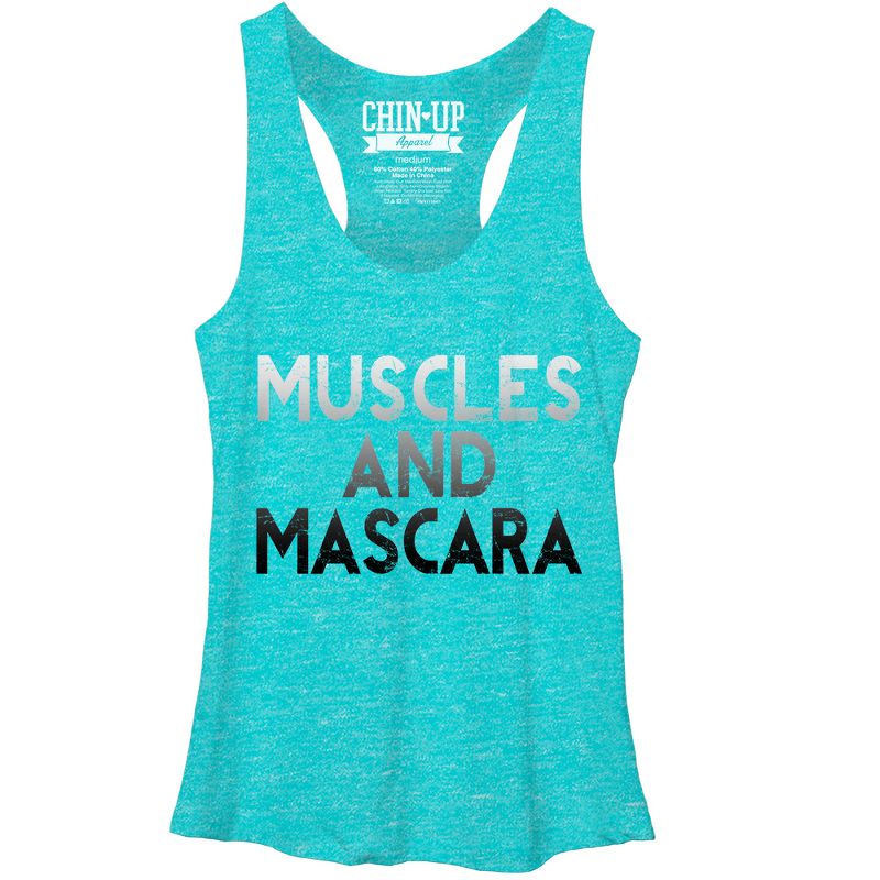 Women's CHIN UP Muscles and Mascara Racerback Tank Top, 1 of 4