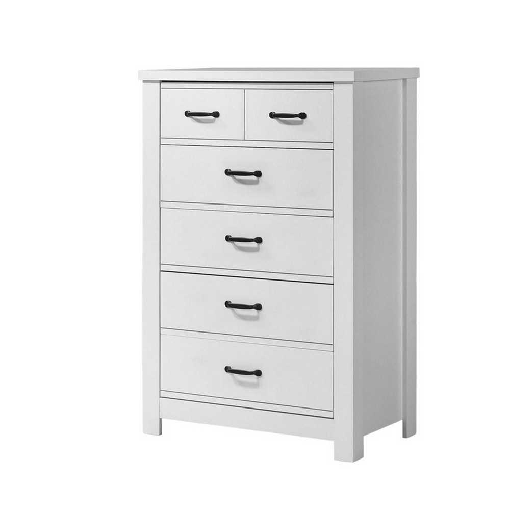 Photos - Dresser / Chests of Drawers 47" Dresser with 6 Drawers White - Benzara