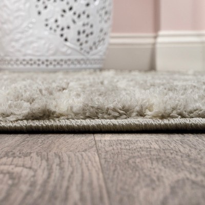 Gray and Ivory Striped Shag Area Rug 3 ft x 5 ft