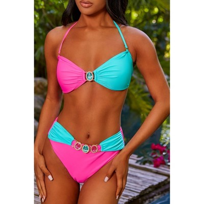 Sweet Like Candy 'Dolly Mix' Contrast High Waist Crystal Bikini Bottoms Dolly Mix Small