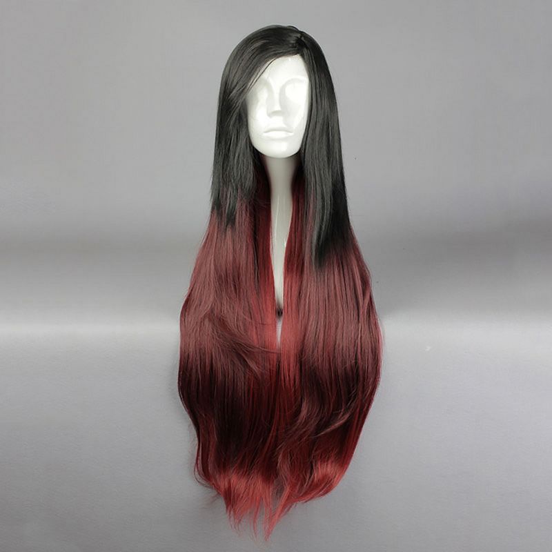 Unique Bargains Curly Women's Wigs 33" Black Gradient Red with Wig Cap, 2 of 7