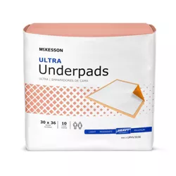 McKesson Ultra Underpads, Heavy Overnight Absorbency, Disposable Incontinence Bed Pads, 30" x 36", 100 Count