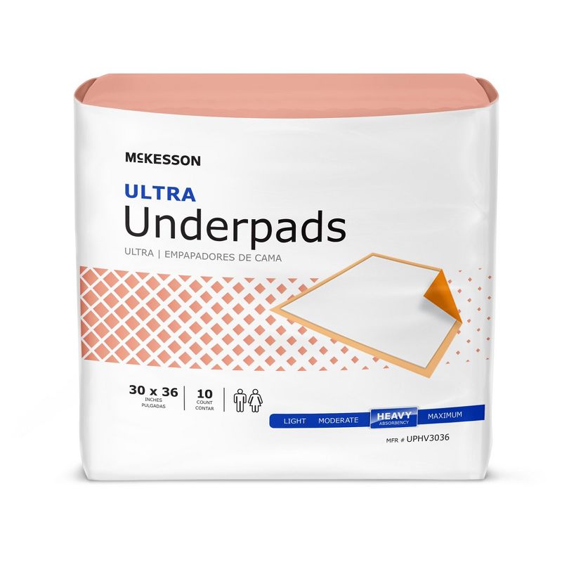 McKesson Ultra Underpads, Heavy Overnight Absorbency, Disposable Incontinence Bed Pads, 30" x 36", 1 of 11
