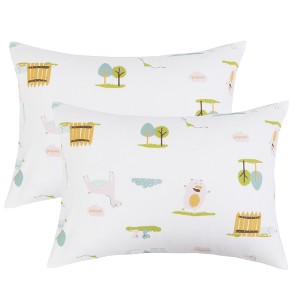 2 Pack Jersey Cotton Toddler Pillowcases, Envelope Travel Pillowcases - NTBAY - 1 of 4